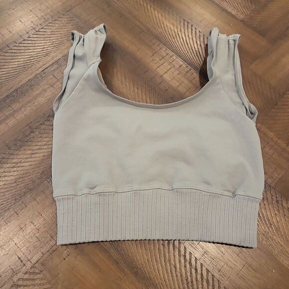 Free People V-Neck Tank With Ruched Straps Green XS/S - Picture 2 of 4